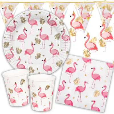 FLAMINGO - Geschirr Deko Sommerparty Gartenparty Kinder Geburtstag Party Feier