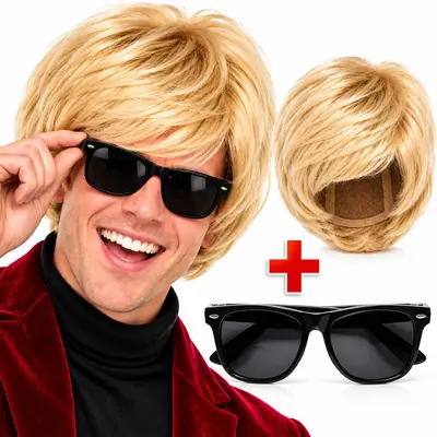 Heino Perücke + Brille Set blond – Kostüm für Karneval Fasching Party
