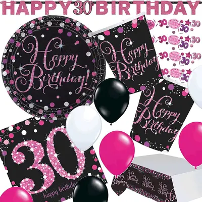 30. GEBURTSTAG - PINK SPARKLING - Deko 30 Party Set Geburtstagsdeko Tischdeko