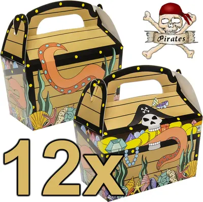 12 GESCHENKBOXEN PIRATEN - Mitgebsel Kindergeburtstag Schatzsuche Geburtstag Set