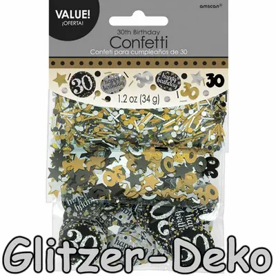 KONFETTI 30. GEBURTSTAG - Gold Silber Geburtstagsdeko Deko Tischdeko Streudeko