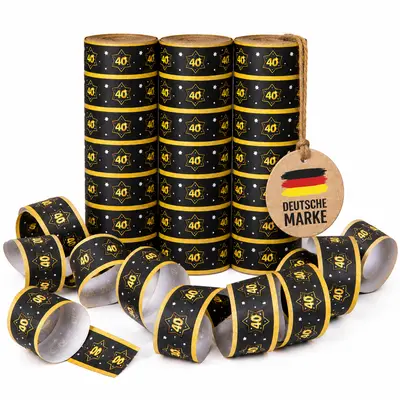 27 LUFTSCHLANGEN - 40. GEBURTSTAG - Party Deko Tischdeko Schwarz Gold Streamer