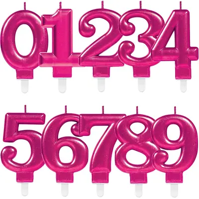 KUCHEN KERZEN PINK - Zahlen Kerze Deko Geburtstag Jubiläum Kinder Party Steckfuß
