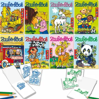 8 Zauberblöckchen + Stifte Malbuch Mitgebsel Kinder Kindergeburtstag Lutz Mauder