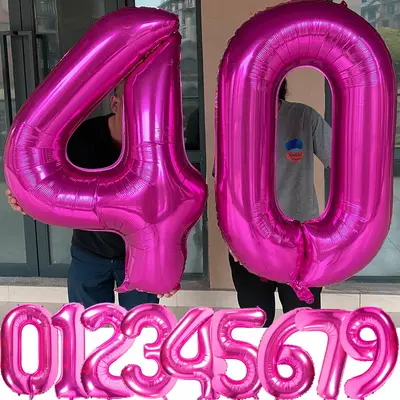 FOLIENBALLONS ZAHLEN MAGENTA - Geburtstag Party Deko Luftballons Helium Ballon