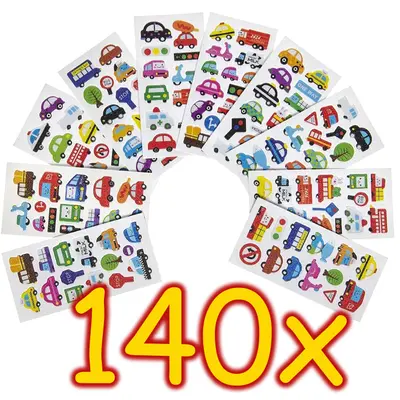 140 KINDER STICKER FAHRZEUGE - Aufkleber Mitgebsel Kindergeburtstag Basteln Set