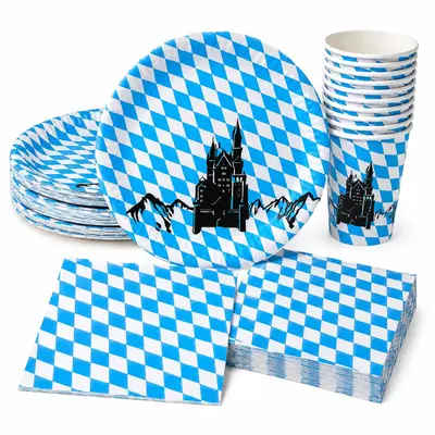 Partyset Oktoberfest mit Teller Becher Servietten | Bierfest Bayern Party Deko