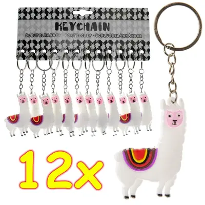 12 SCHLÜSSELANHÄNGER LAMA - Lamas Alpaka Anhänger Kinder Mitgebsel Party Set
