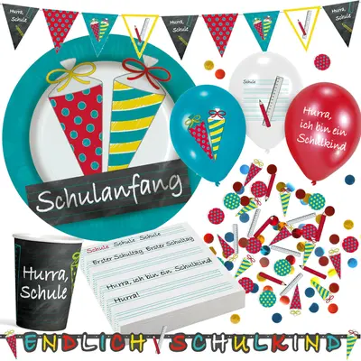 SCHULANFANG - Tischgeschirr Deko zum Einschulung Schulstart Schule ABC Schultüte