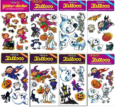 HALLOWEEN KINDER TATTOOS - Tattoo Mitgebsel Geburtstag Kürbis Party Lutz Mauder