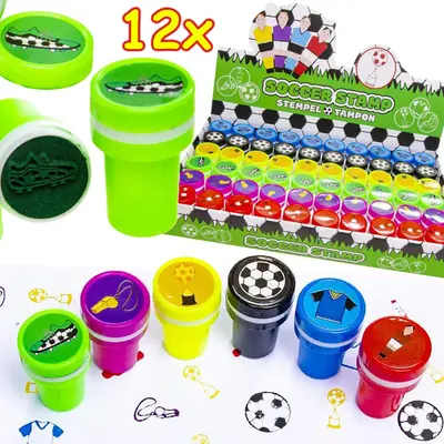 12 FUSSBALL STEMPEL - Fußball Stempelset Soccer Kindergeburtstag Party Mitgebsel