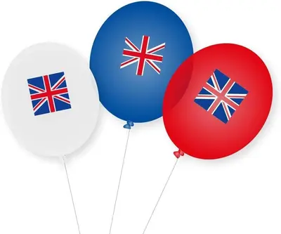 9 Luftballons ENGLAND + UNITED KINGDOM Party Deko Länderparty Ballons UK London