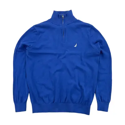 Moderner Nautica 1/4 Zip Blau Pullover Sweatshirt - Small Herren