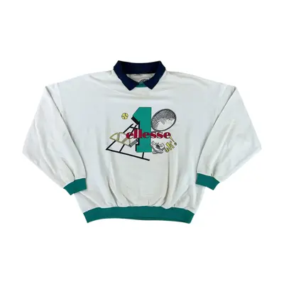 Vintage Ellesse 80s 90s Tennis Grafik Pullover RARE Sweatshirt - Herren XL