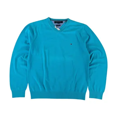 Moderner Blau y2k Tommy Hilfiger Hellblau Basic Pullover Sweatshirt - Herren Med
