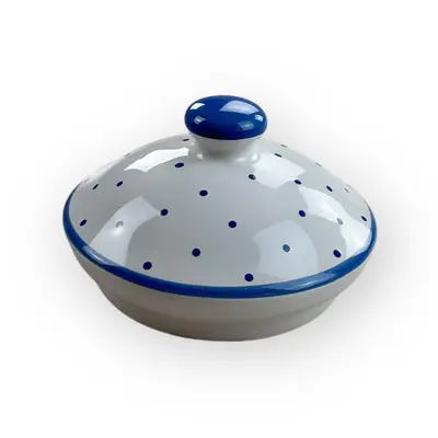 Gmundner Keramik Zuckerdose Oberteil Tupferl Blau Ø9cm