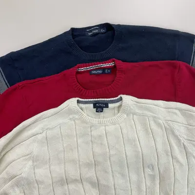Nautica Basic Rundhals Ausschnitt Crewneck Sweatshirt Pullover 3 Stück Pieces Lo