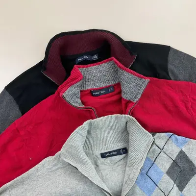 Nautica 1/4 Zip Reißverschluss Sweatshirt Pullover 3 Stück Pieces Lot - XL Herre