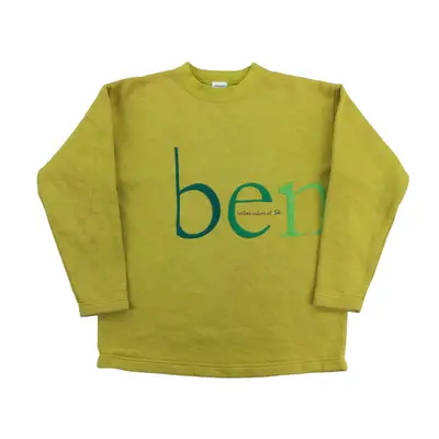 Benetton 90s Spellout Sweatshirt Crewneck Jumper Sweater Pullover - Small Herren