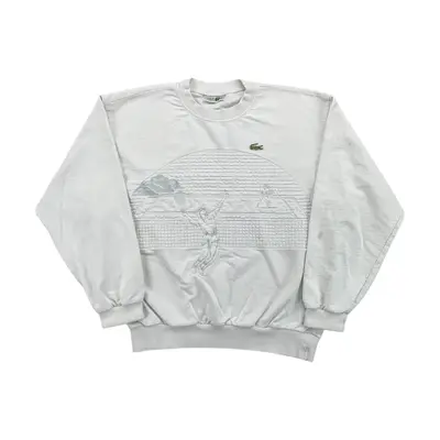 Vintage Lacoste 90s Tennis Graphic RARE Pullover Sweatshirt - Large Herren