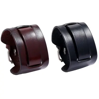 Herren Lederarmband Breit Leder Echtleder Armband Armreif Manschette Armband Neu
