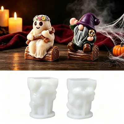 3D Kerzenform Silikonform Gießform Kerzengießen DIY Form Geist Zwerg Halloween