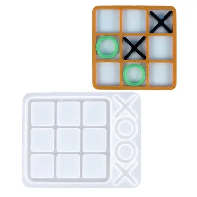 1x/2x Silikonformen Gießformen für DIY Tic Tac Toe Gesellschaftsspiel Tischspiel