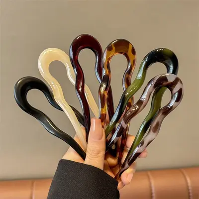 6pcs U-förmige Haarspange Hair Pin Haarnadeln für Hochsteckfrisuren Zufallsfarbe