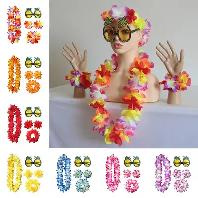 5pcs Hawaii Party Blumenkette Hawaikette Hulakette Blüten Beachparty Sommerfest