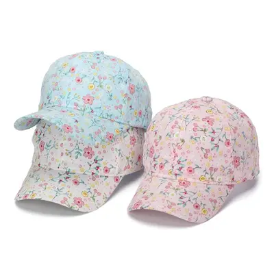 Kinder Basecap Kappe Baseball Cap mit Blumenmuster Sonnenhut für Jungen Mädchen