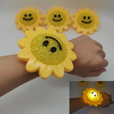 3x/6x Sonnenblumen Smiley Leuchte Handgelenk Lampe Partyzubehör Kindergeburtstag