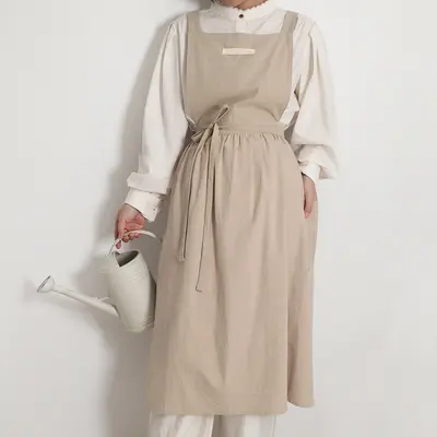 Baumwolle Schürze Eleganter Langer Latzschürze für Mama Garten/Café Farbwahl Neu