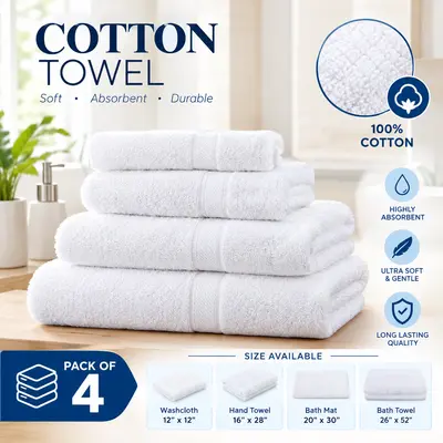 Extra große Badetücher 4er Pack 100% Baumwolle 26"x52" sehr saugfähig weich