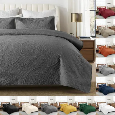 Luxus Tagesdecke Set 3 teilig Steppdecke Bettüberwurf Queen King Size Bettwäsche