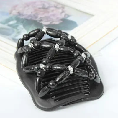 Trend African Hairclip Haarklammer Butterfly Holzdesign in Blüten Design Schwar