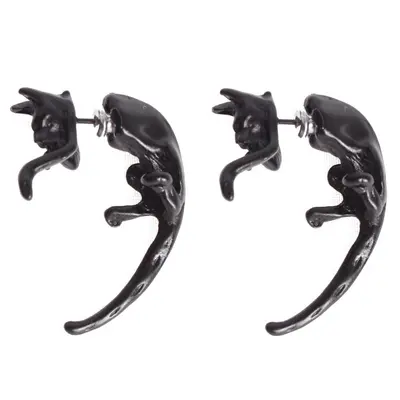 3D Ohrstecker Katze Ohrringe Cat Ohrschmuck Earring Schwarz