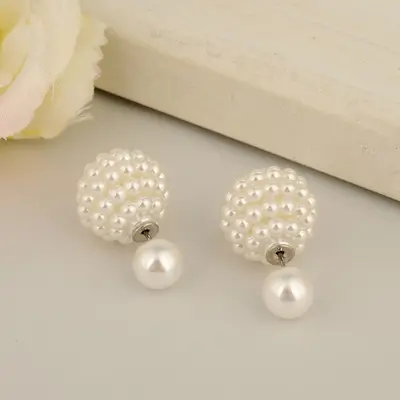 Doppelseitige Kugel Ohrringe Perle Doppel Earring Ohrstecker