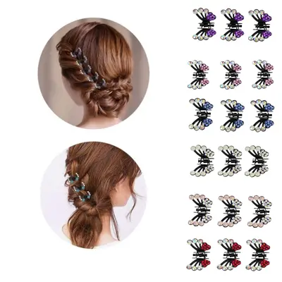 3 x Mini Haarklammern Schmetterling Strass Hochzeit Haarclip Haarkneifer Claw