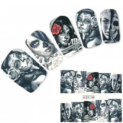 Tattoo Nail Art La Catrina Day of the Dead Dia de Muertos Aufkleber
