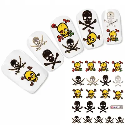 Nagel Sticker Nail Art Tattoo Totenkopf Halloween Skull Aufkleber Neu!