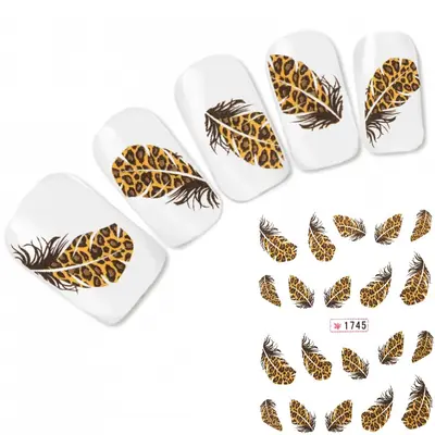 Tattoo Nail Art Aufkleber Feder Leopard Feather Nagel Sticker Neu!