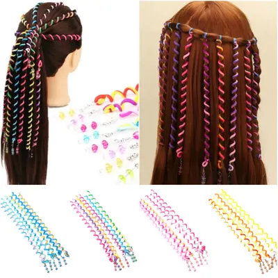 6 Haar Spiralen Bunt Frisurenhilfe Braider Flechten Styling-Zubehör mit Strass