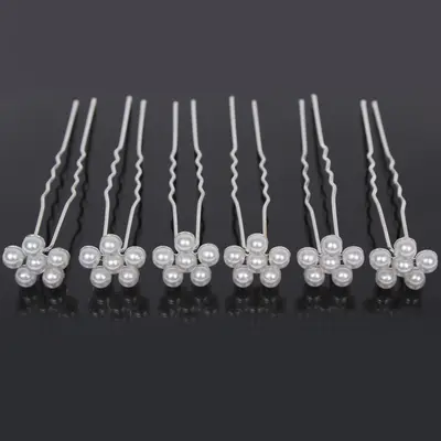 5 Haarnadeln Perlen Braut Kommunion Hochzeit Ball Haarschmuck Hairpins Frisur