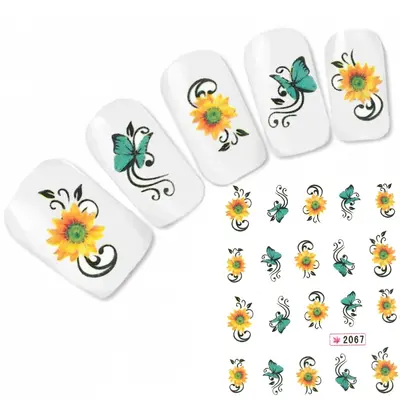 Schmetterling Tattoo Nagel Sticker Blumen Aufkleber Nail Art Nägel Fleurs