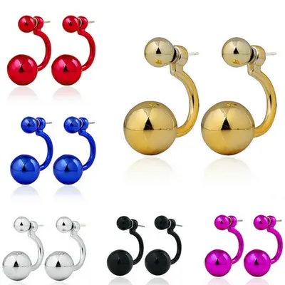 Doppelseitige Kugel Ohrringe Doppel Earring Ohrstecker Strass