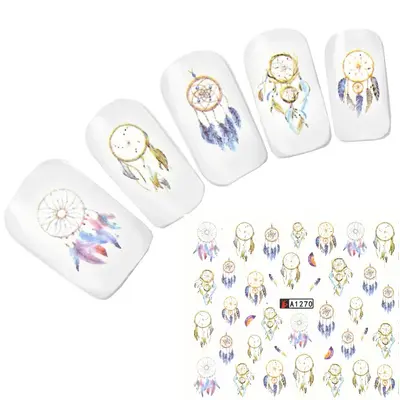 Tattoo Nail Art Traumfänger Feder Aufkleber Nagel Sticker Nägel Fuß Water Decal