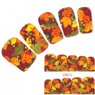 Tattoo Nail Herbst Bunte Blätter Aufkleber Nagel Sticker Nägel Water Decal