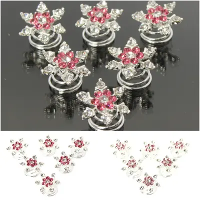 6 Strass Curlies Braut Kommunion Hochzeit Haarschmuck Stern Blume Blüten