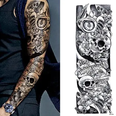Temporäres Tattoo Totenkopf Rose Tätowierung Design Körperkunst Klebetattoo