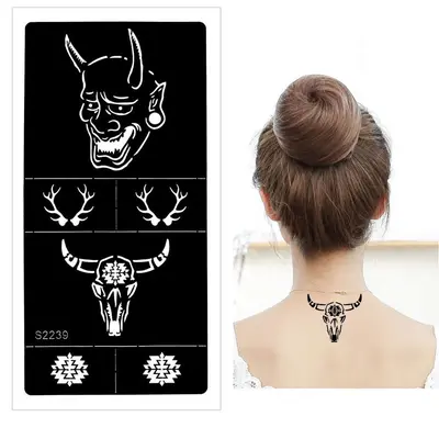 Henna Tattoo Schablone Airbrush Stencil Teufel Geweih Kina Dövme